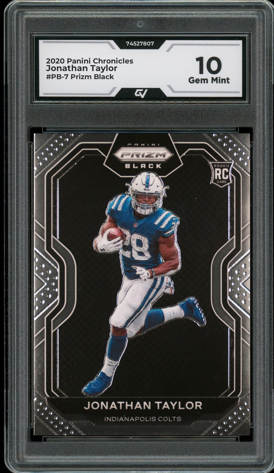 2020 Panini Chronicles #PB-7 Jonathan Taylor Prizm Black Rookie Card RC Graded 10 Gem Mint - Front