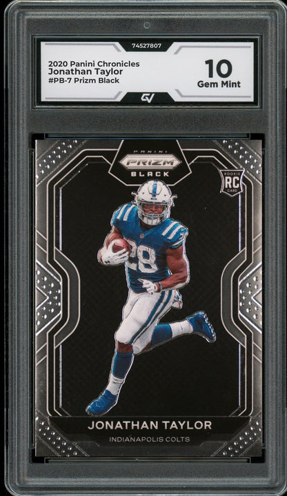 2020 Panini Chronicles #PB-7 Jonathan Taylor Prizm Black Rookie Card RC Graded 10 Gem Mint - Front