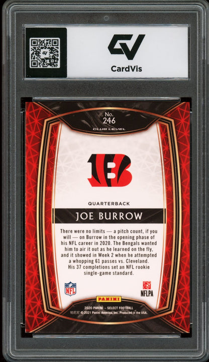 2020 Panini Select #246 Joe Burrow Rookie Card RC Graded 10 Gem Mint - Back