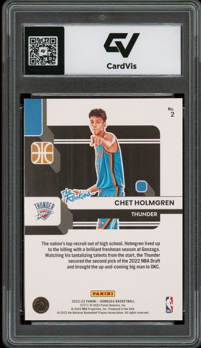 2022 Panini Donruss #2 Chet Holmgren The Rookies Rookie Card RC Graded 10 Gem Mint - Back