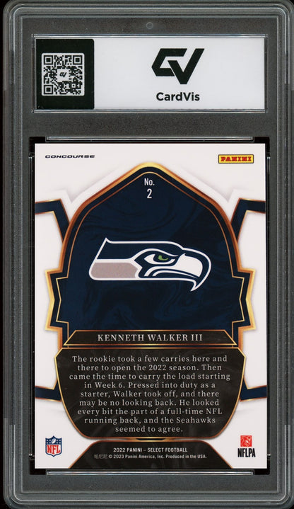 2022 Panini Select #2 Kenneth Walker III Rookie Card RC Graded 10 Gem Mint - Back
