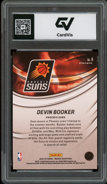 2022 Panini Mosaic #9 Devin Booker Storm Chasers Graded 10 Gem Mint - Back