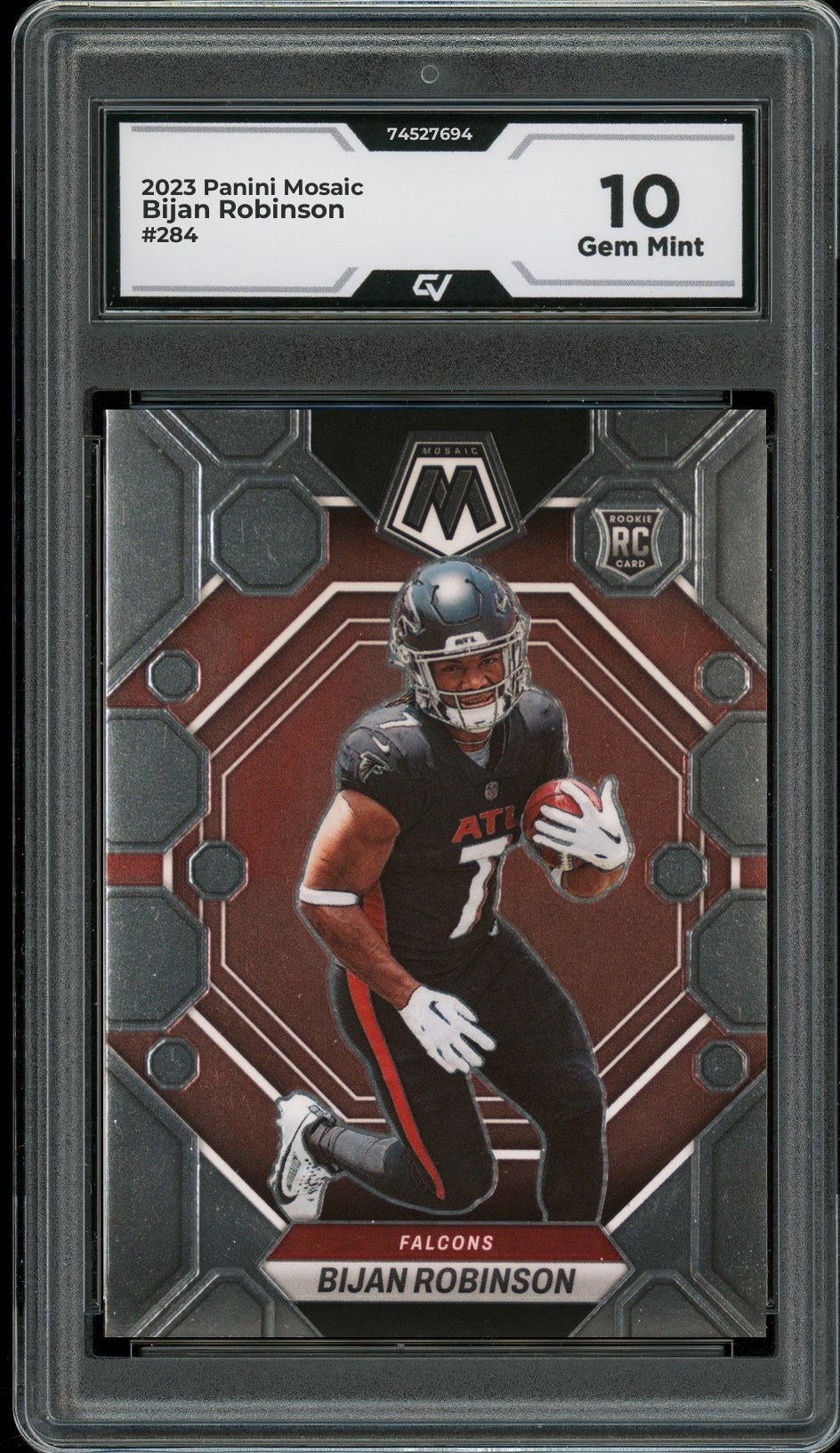 2023 Panini Mosaic #284 Bijan Robinson Rookie Card RC Graded 10 Gem Mint - Front