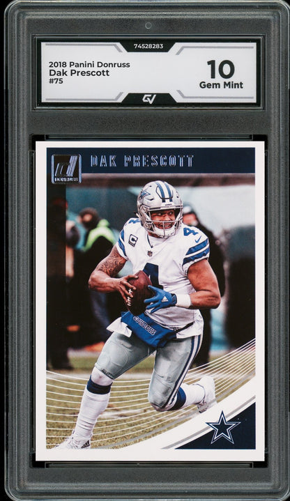 2018 Panini Donruss #75 Dak Prescott Graded 10 Gem Mint - Front