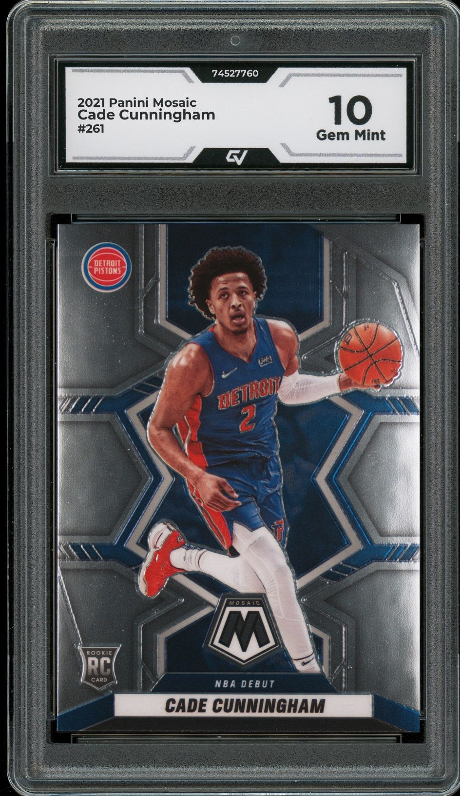 2021 Panini Mosaic #261 Cade Cunningham Rookie Card RC Graded 10 Gem Mint - Front
