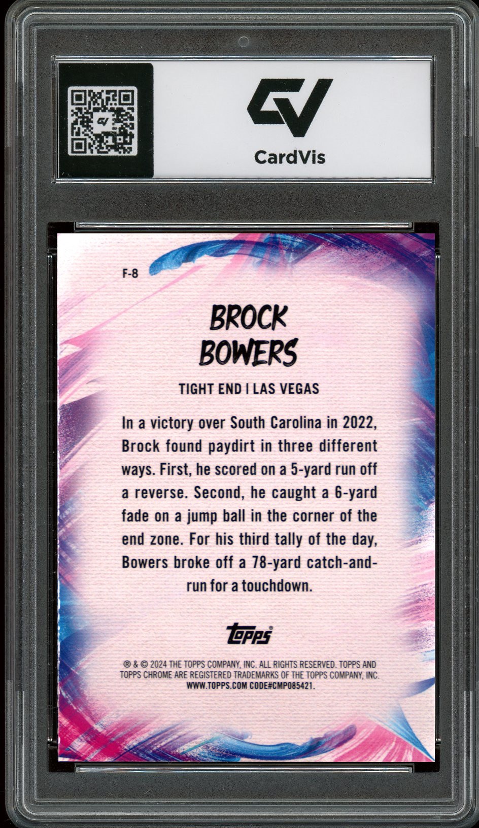2024 Topps Chrome #F8 Brock Bowers Finesse Rookie Card RC Graded 10 Gem Mint - Back