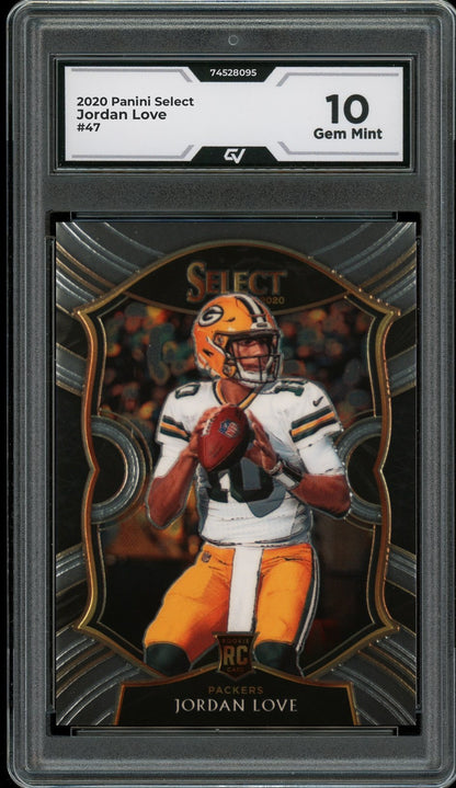 2020 Panini Select #47 Jordan Love Rookie Card RC Graded 10 Gem Mint - Front