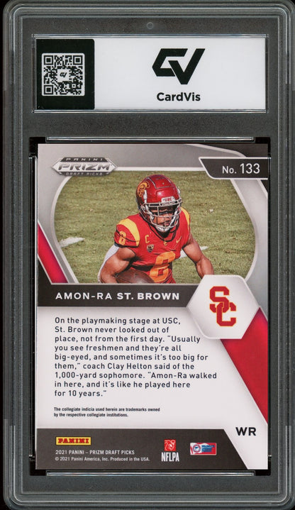 2021 Panini Prizm Draft Picks #133 Amon-Ra St. Brown Rookie Card RC Graded 10 Gem Mint - Back