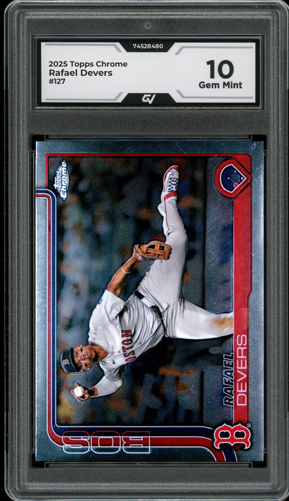 2025 Topps Chrome #127 Rafael Devers Graded 10 Gem Mint - Front