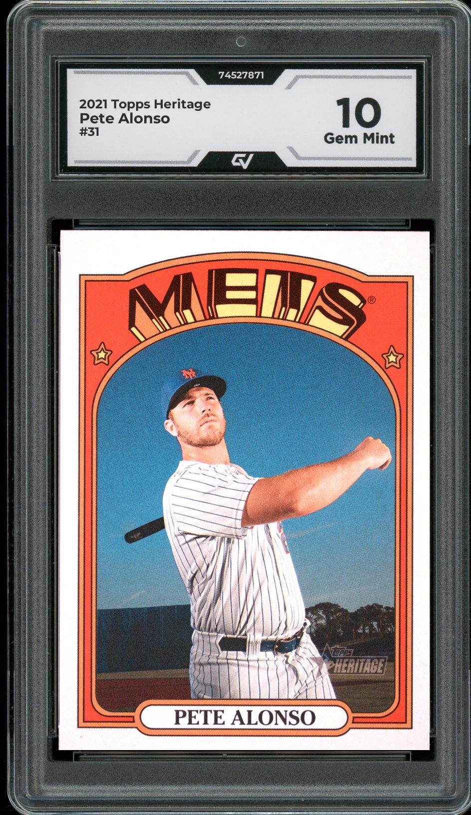 2021 Topps Heritage #31 Pete Alonso Graded 10 Gem Mint - Front
