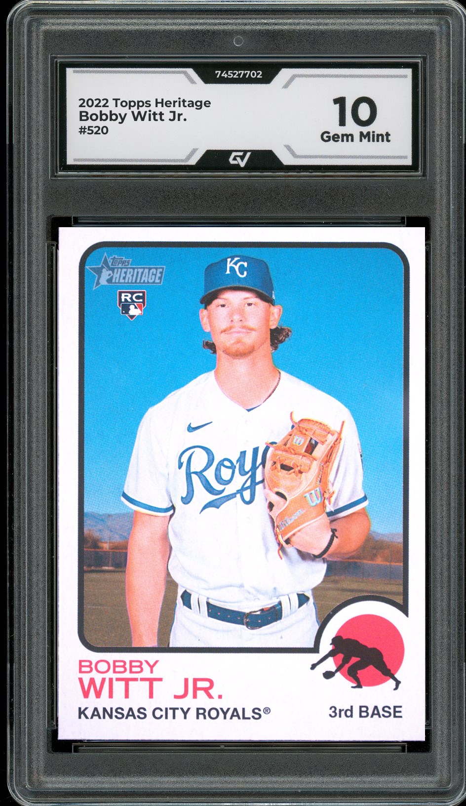 2022 Topps Heritage #520 Bobby Witt Jr. Rookie Card RC Graded 10 Gem Mint - Front