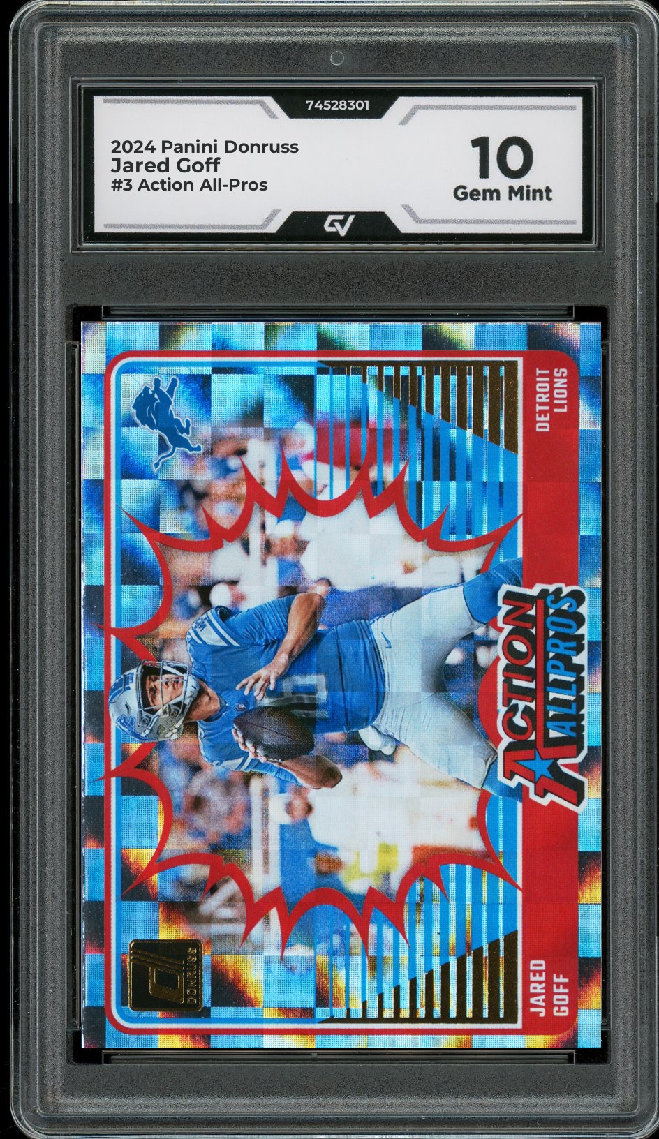 2024 Panini Donruss #3 Jared Goff Action All-Pros Graded 10 Gem Mint - Front