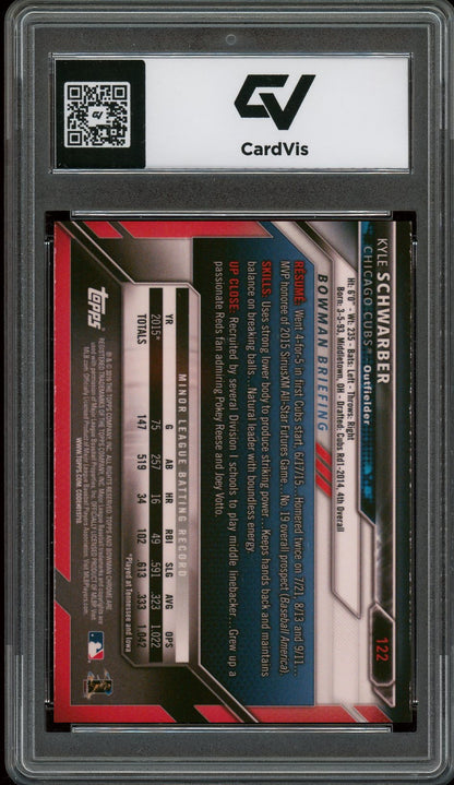 2016 Bowman Chrome #122 Kyle Schwarber Rookie Card RC Graded 10 Gem Mint - Back