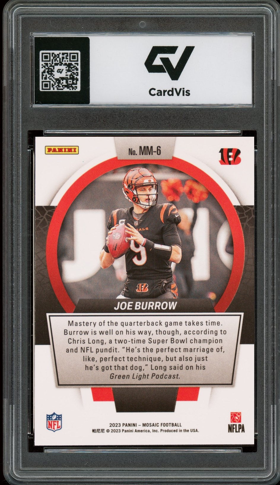 2023 Panini Mosaic #MM-6 Joe Burrow Men Of Mastery Graded 10 Gem Mint - Back