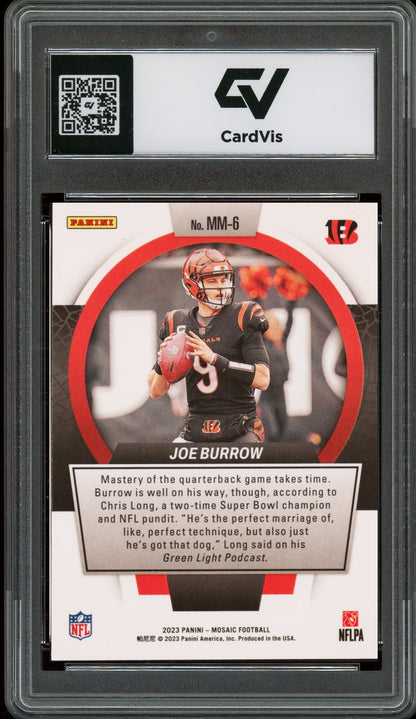 2023 Panini Mosaic #MM-6 Joe Burrow Men Of Mastery Graded 10 Gem Mint - Back