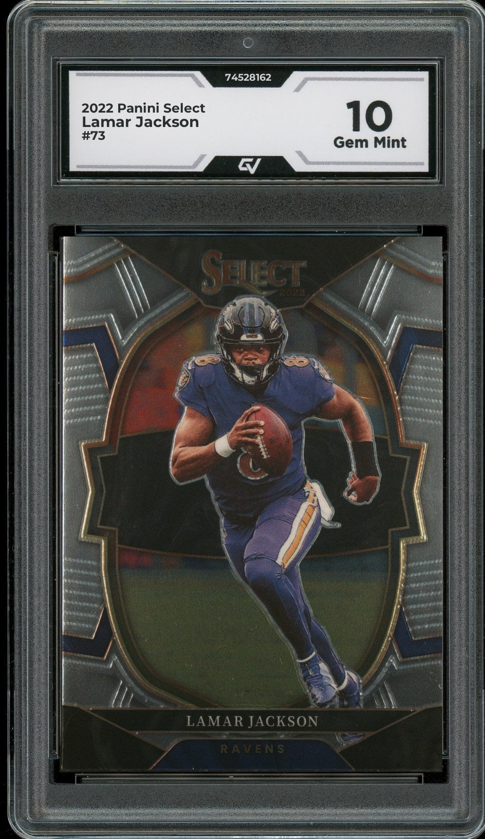 2022 Panini Select #73 Lamar Jackson Graded 10 Gem Mint - Front