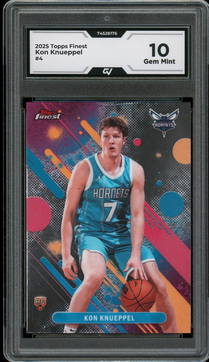 2025 Topps Finest #4 Kon Knueppel Rookie Card RC Graded 10 Gem Mint - Front