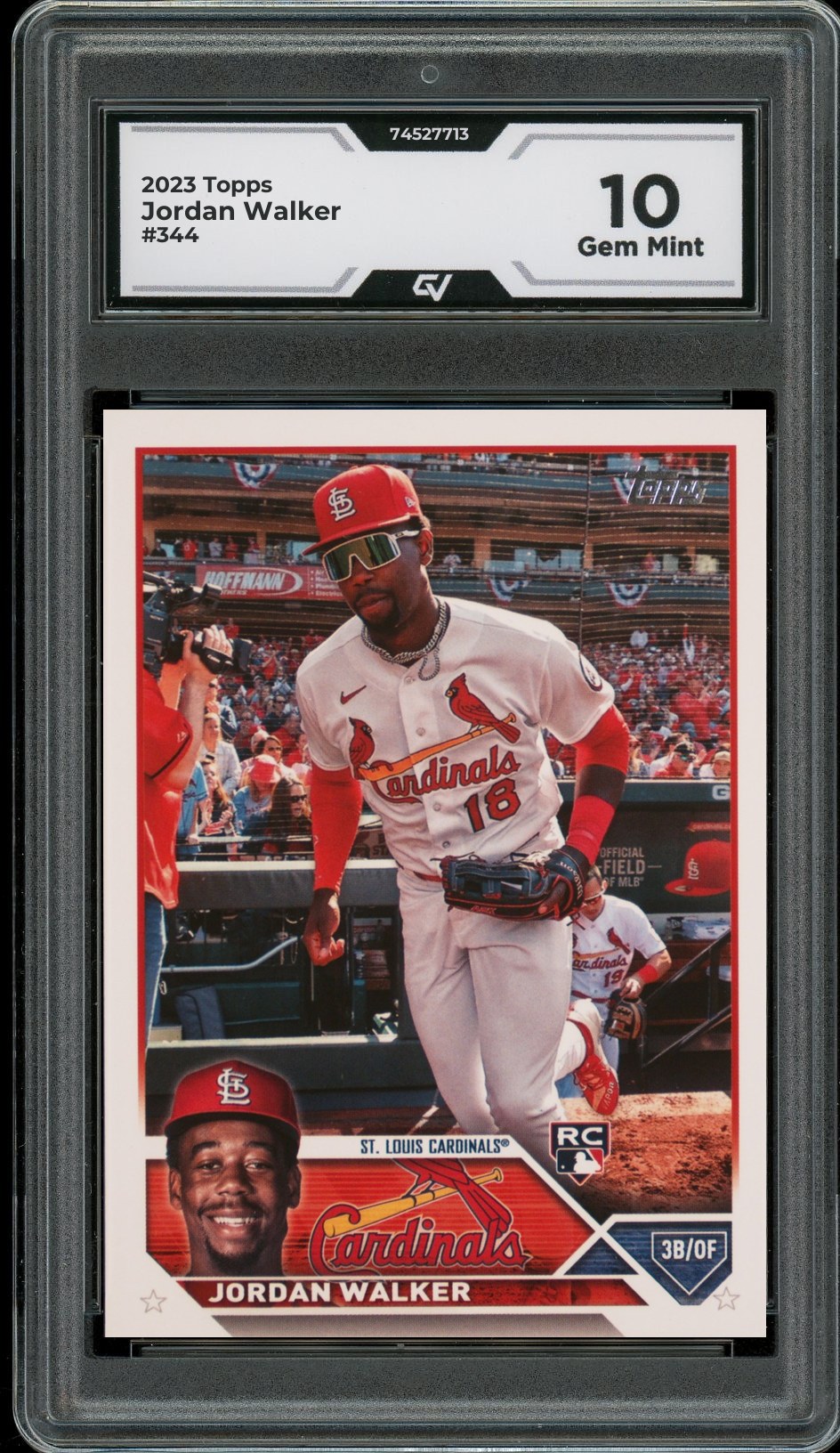 2023 Topps #344 Jordan Walker Rookie Card RC Graded 10 Gem Mint - Front