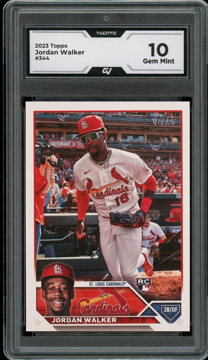 2023 Topps #344 Jordan Walker Rookie Card RC Graded 10 Gem Mint - Front