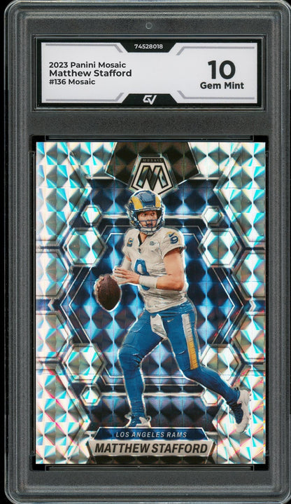 2023 Panini Mosaic #136 Matthew Stafford Mosaic Graded 10 Gem Mint - Front