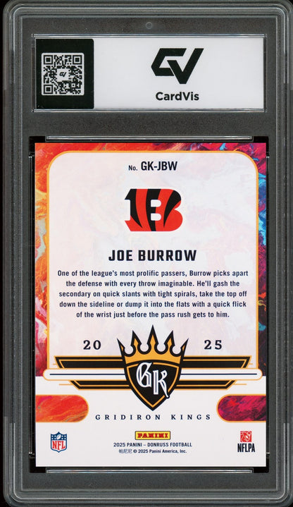 2025 Panini Donruss #GK-JBW Joe Burrow Gridiron Kings Graded 10 Gem Mint - Back