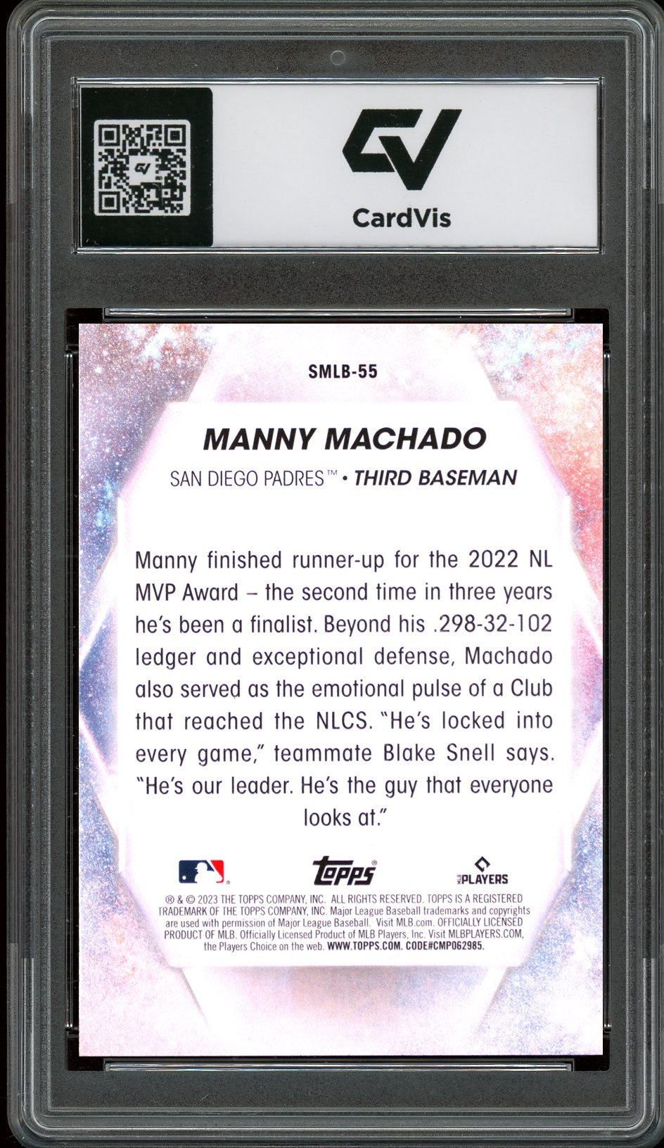 2023 Topps Series 2 #SMLB-55 Manny Machado Stars Of MLB Graded 10 Gem Mint - Back