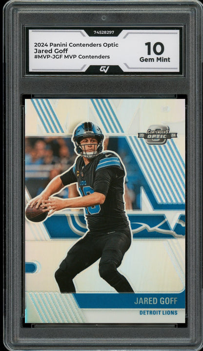 2024 Panini Contenders Optic #MVP-JGF Jared Goff MVP Contenders Graded 10 Gem Mint - Front