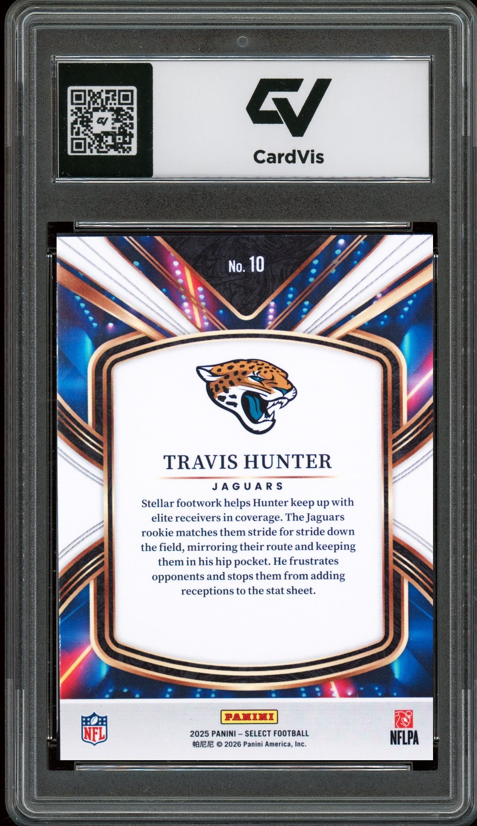 2025 Panini Select #10 Travis Hunter Future Rookie Card RC Graded 10 Gem Mint - Back