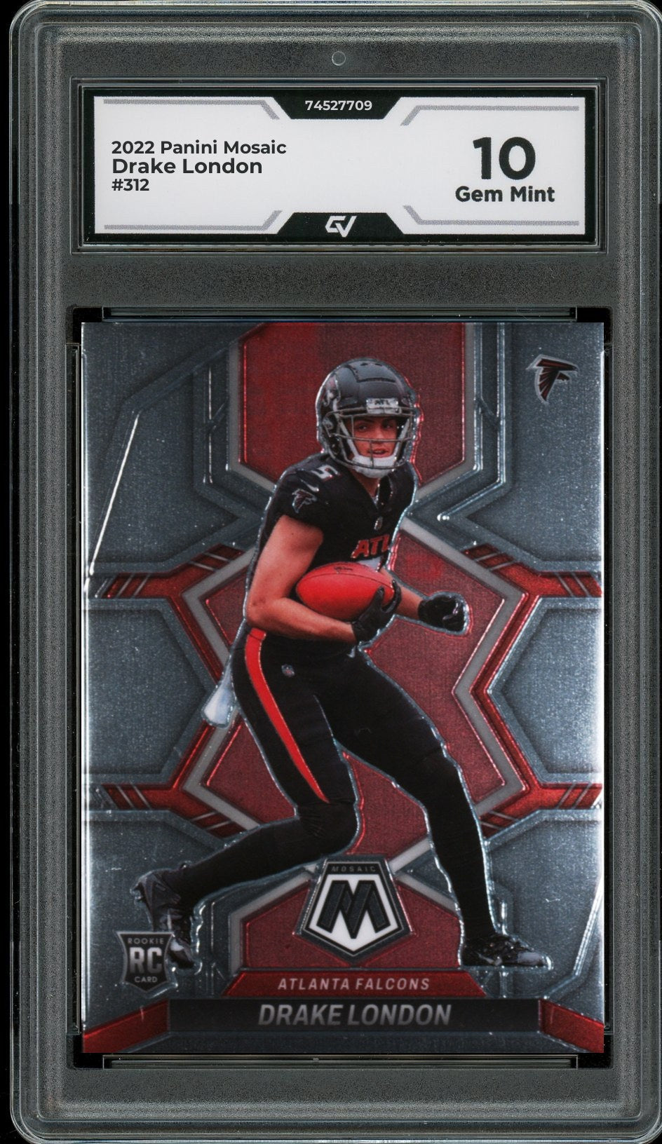 2022 Panini Mosaic #312 Drake London Rookie Card RC Graded 10 Gem Mint - Front
