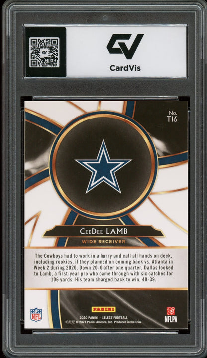 2020 Panini Select #T16 CeeDee Lamb Turbocharged Rookie Card RC Graded 10 Gem Mint - Back