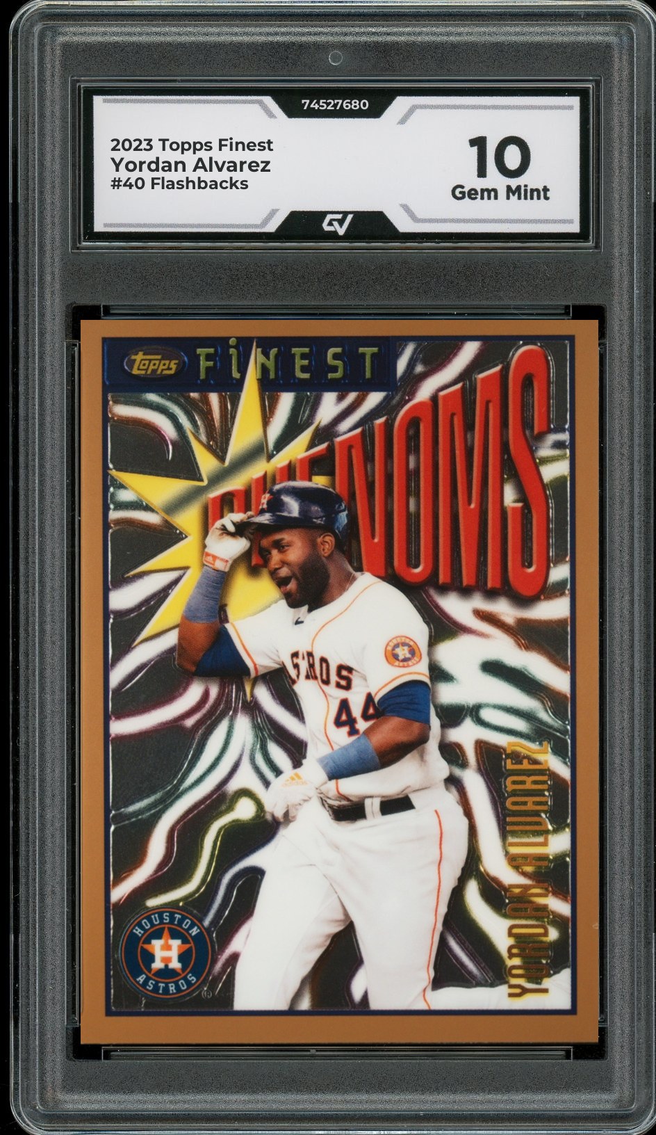 2023 Topps Finest #40 Yordan Alvarez Flashbacks Graded 10 Gem Mint - Front
