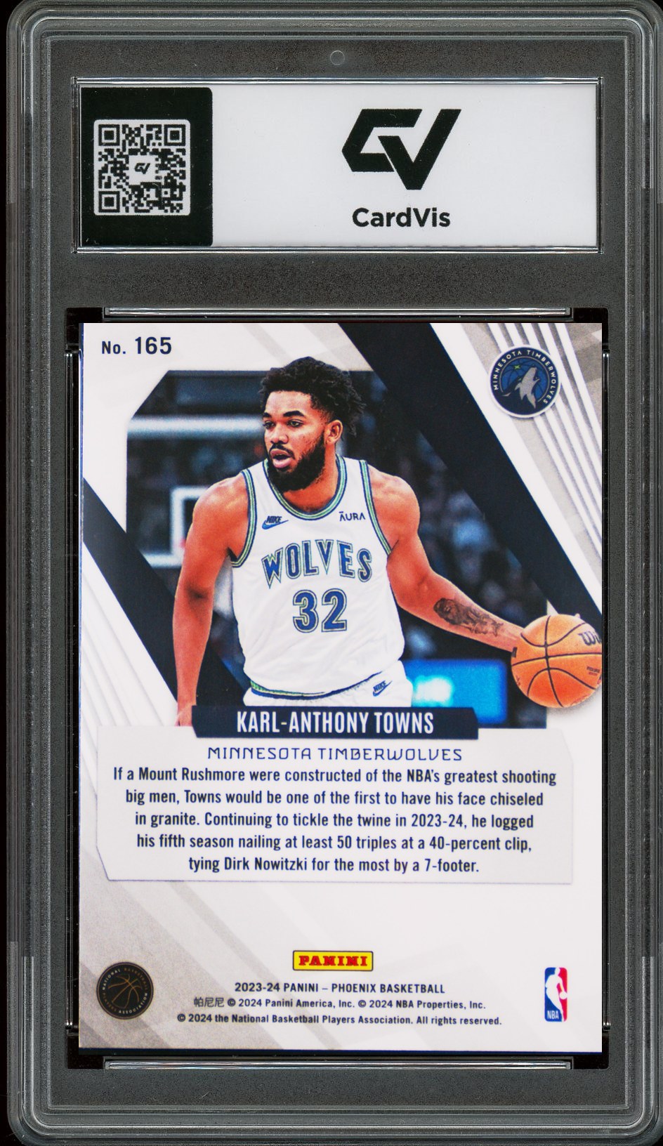 2023 Panini Phoenix #165 Karl-Anthony Towns Graded 10 Gem Mint - Back