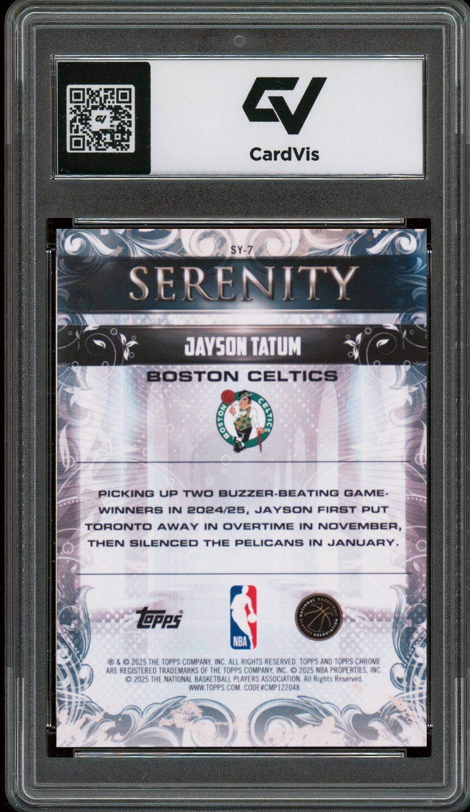 2025 Topps Chrome #SY-7 Jayson Tatum Serenity Graded 10 Gem Mint - Back