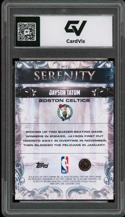 2025 Topps Chrome #SY-7 Jayson Tatum Serenity Graded 10 Gem Mint - Back