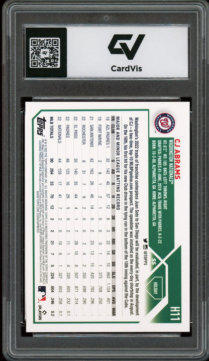 2023 Topps Holiday #H11 CJ Abrams Metallic Graded 10 Gem Mint - Back