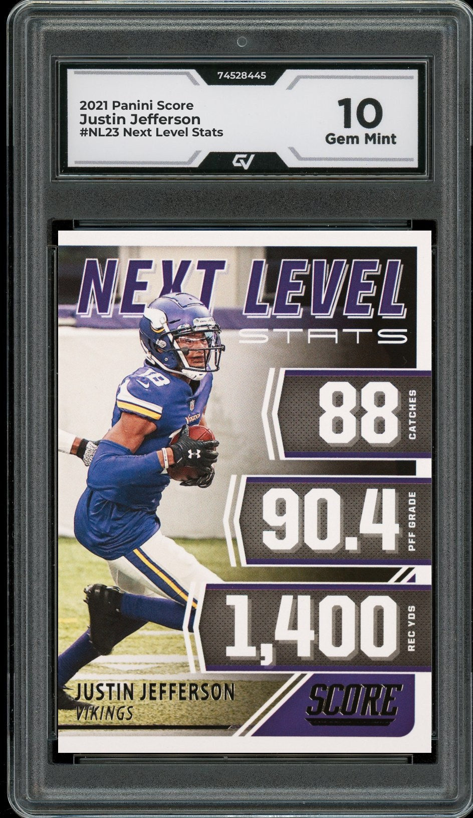 2021 Panini Score #NL23 Justin Jefferson Next Level Stats Graded 10 Gem Mint - Front