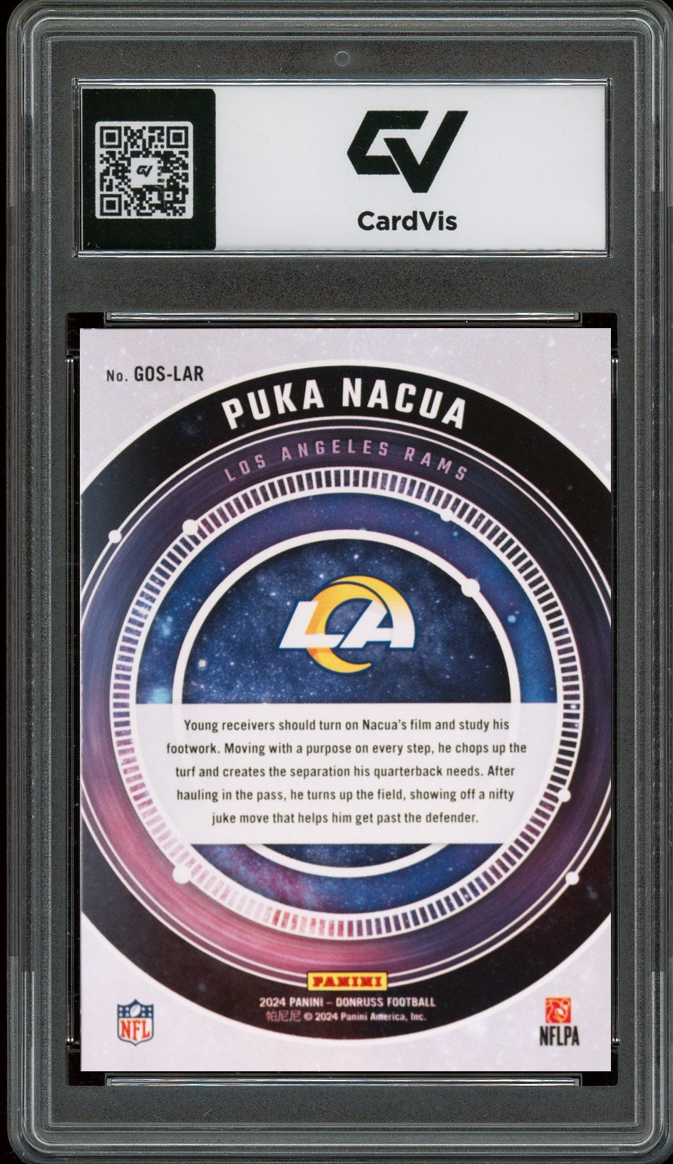 2024 Panini Donruss #GOS-LAR Puka Nacua Galaxy Of Stars Rookie Card RC Graded 10 Gem Mint - Back
