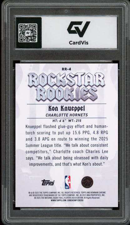 2025 Bowman Chrome #RR-4 Kon Knueppel Rockstar Rookies Rookie Card RC Graded 10 Gem Mint - Back