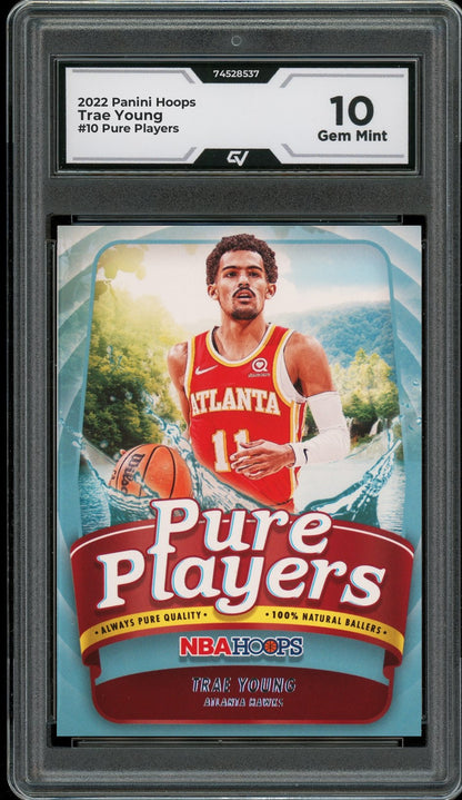2022 Panini Hoops #10 Trae Young Pure Players Graded 10 Gem Mint - Front
