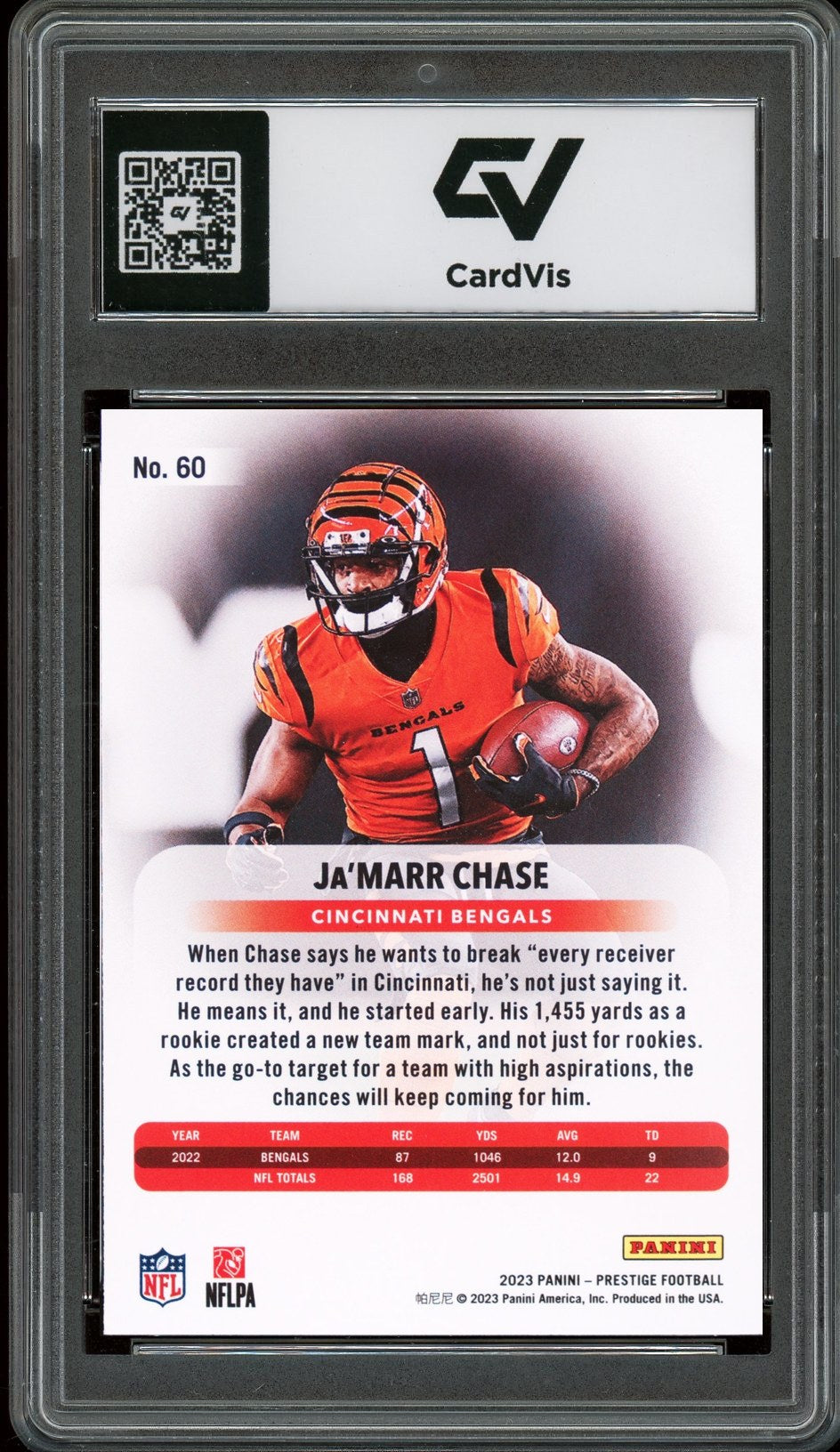 2023 Panini Prestige #60 Ja'Marr Chase Graded 10 Gem Mint - Back