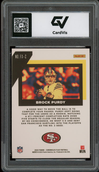 2022 Panini Chronicles #FX-2 Brock Purdy Flux Rookie Card RC Graded 10 Gem Mint - Back