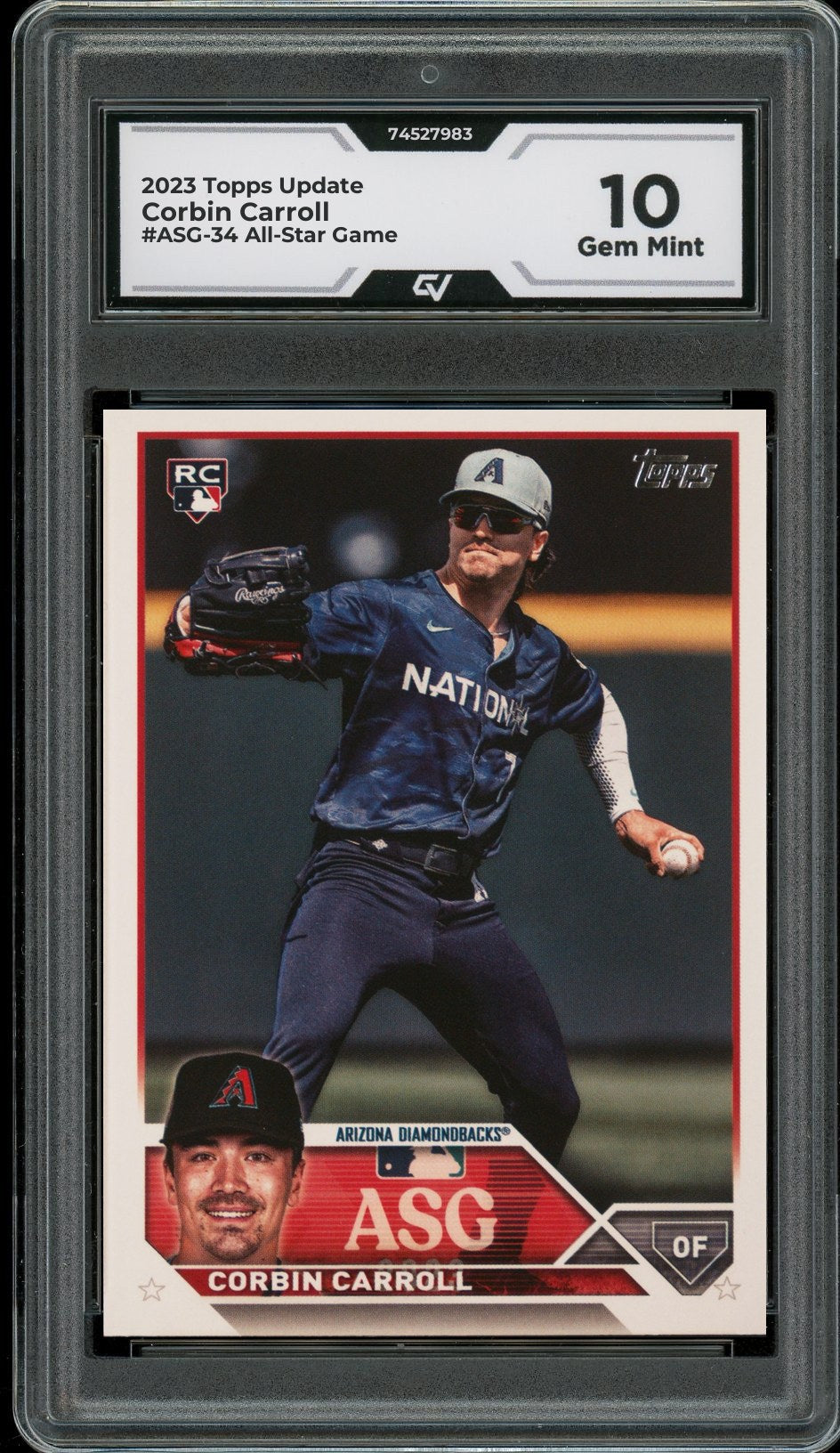 2023 Topps Update #ASG-34 Corbin Carroll All-Star Game Rookie Card RC Graded 10 Gem Mint - Front