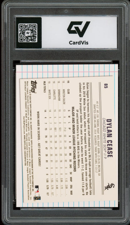 2020 Topps #85 Dylan Cease Of The Class Rookie Card RC Graded 10 Gem Mint - Back