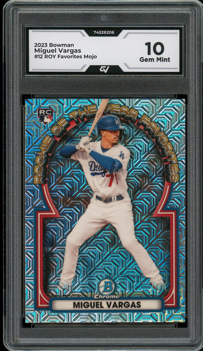 2023 Bowman #12 Miguel Vargas ROY Favorites Mojo Rookie Card RC Graded 10 Gem Mint - Front