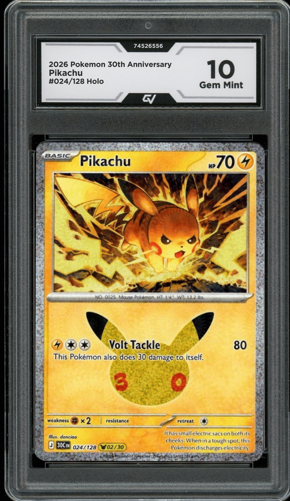 2026 Pokemon 30th Anniversary #024/128 Pikachu Holo Graded 10 Gem Mint