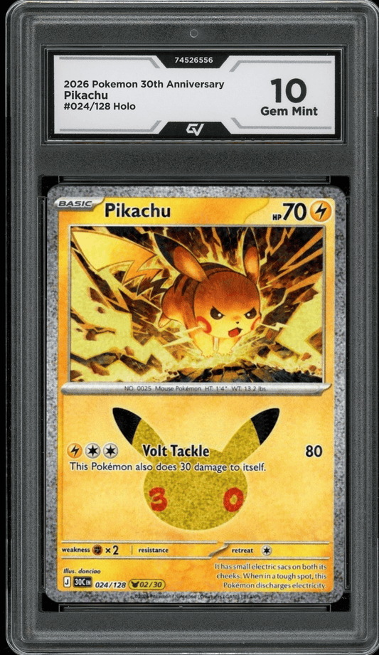 2026 Pokemon 30th Anniversary #024/128 Pikachu Holo Graded 10 Gem Mint