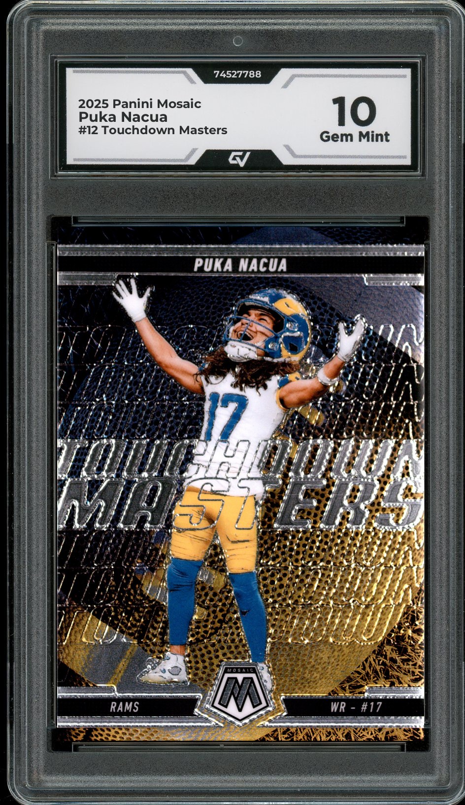 2025 Panini Mosaic #12 Puka Nacua Touchdown Masters Graded 10 Gem Mint - Front