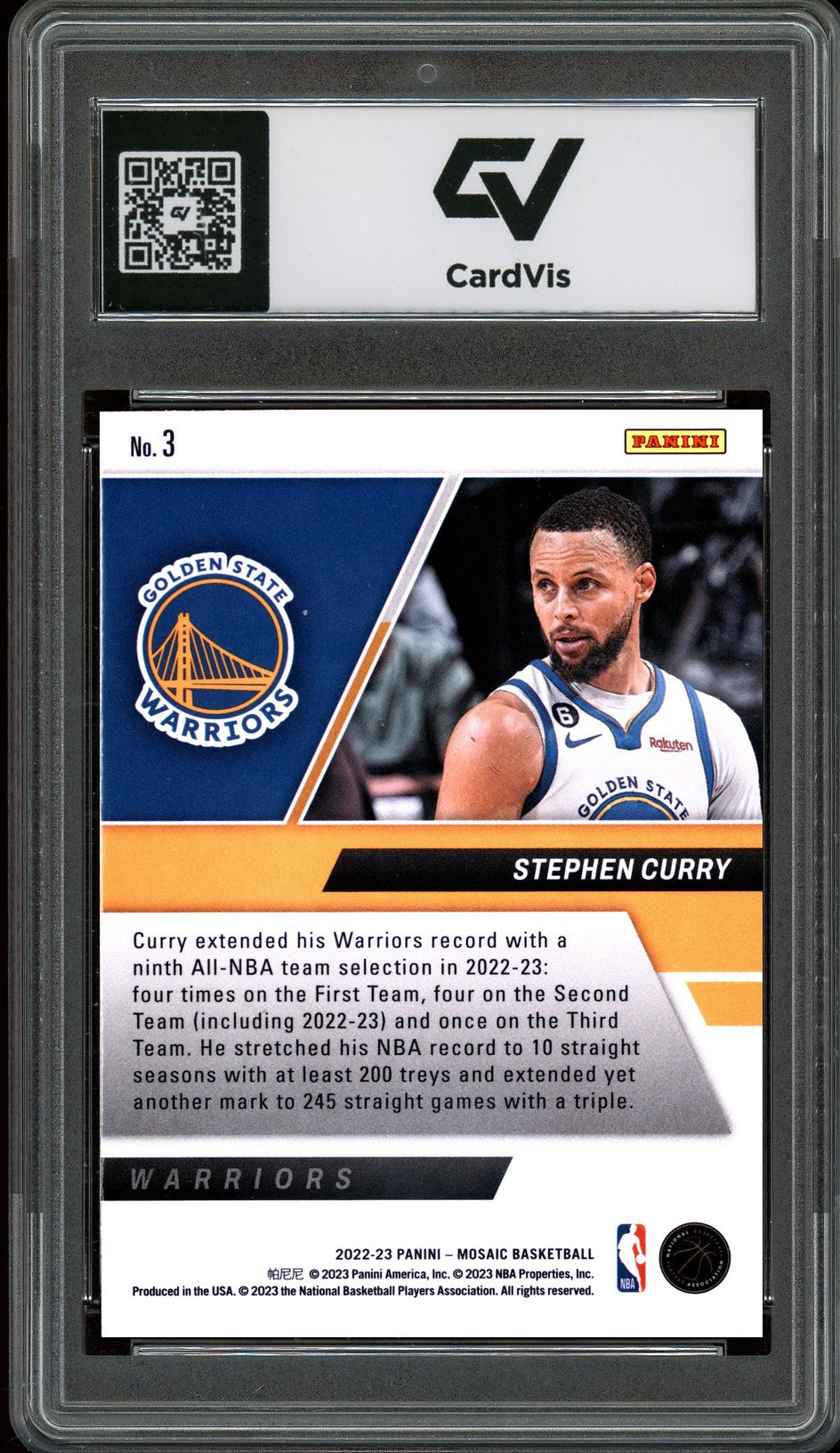 2022 Panini Mosaic #3 Stephen Curry Stare Masters Graded 10 Gem Mint - Back