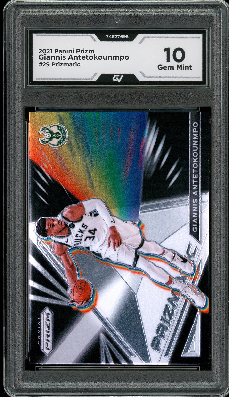 2021 Panini Prizm #29 Giannis Antetokounmpo Prizmatic Graded 10 Gem Mint - Front