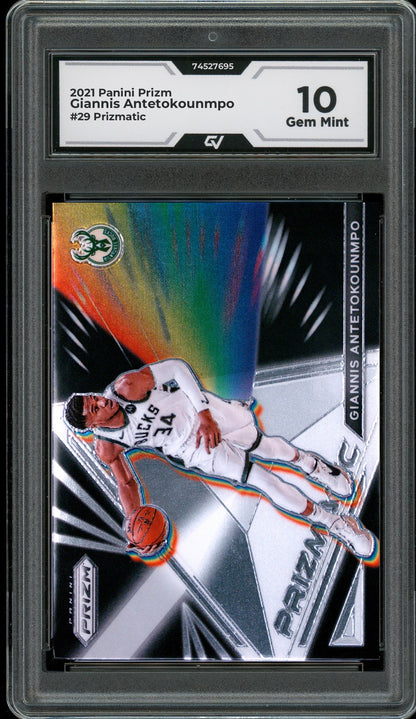 2021 Panini Prizm #29 Giannis Antetokounmpo Prizmatic Graded 10 Gem Mint - Front